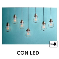 Quadro stampa lampadine sfondo azzurro con led 60x40  43557