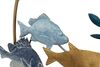 Ulteriore dettaglio di Grande quadro pannello cerchio in metallo pesci oro e azzurro 77cmx63cm  4255