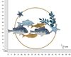 Grande quadro pannello cerchio in metallo pesci oro e azzurro 77cmx63cm  42553 - foto 5