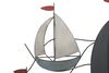 Particolare di Decorazione barche a vela con le onde quadro in metallo 114,5x62,5cm 40318 40318