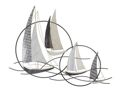 Decorazione a parete mare con barche a vela e onde 123x100  41293