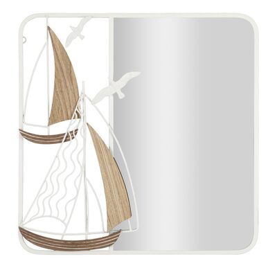 Quadro decorativo con specchio barche mare 60cm  42333