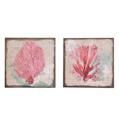 Quadretti dipinti su tela grezza con coralli rossi 40x40: set da 2 pezzi 38965 COLORI E LUCI