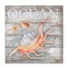 Particolare di Set 2 quadretti in legno con soggetti marini color arancio 40x40cm  39165