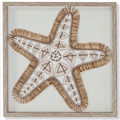 Quadretto 40x40 stella marina con cornice legno  42603