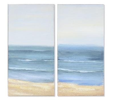 Coppia di quadretti 30x60 scorcio di mare con spiaggia e onde 41362 COLORI E LUCI
