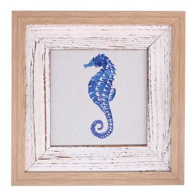 Quadretto 30x30 cavalluccio marino azzurro cornice legno 40006 COLORI E LUCI
