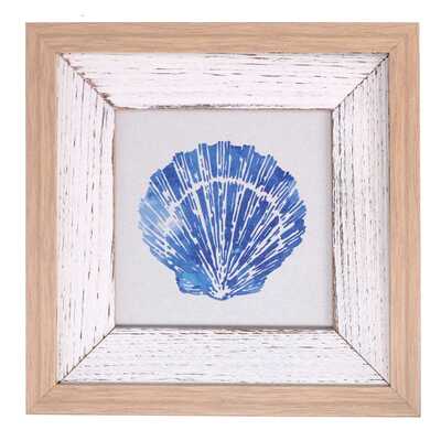 Quadretto mare bordo legno conchiglia blu 30x30 40007 COLORI E LUCI