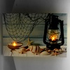 Particolare di Quadro sangolo mare stampa lanterna con luce led e conchiglie 60x40  43552