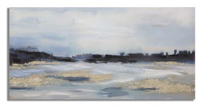 Quadro astratto paesaggio di mare con tocco dorato 120x60 40331 COLORI E LUCI