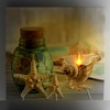 Immagine aggiuntiva di Quadro stampa atmosfera marina con led conchiglie e stella marina 40x40  4355