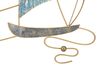 Particolare di Quadro barche a vela in metallo azzurro oro e onde 51,4x87  41135
