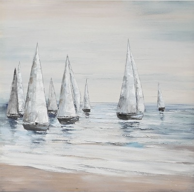 Quadro grande 100x100 barche a vela B 41364 COLORI E LUCI