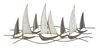 Quadro decorativo in metallo barchette sul mare 100x44  40796