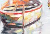 Dettaglio Quadro con mare e barche su tela 120x60