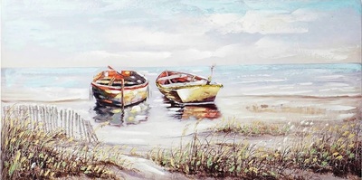 Quadro con mare e barche su tela 120x60cm 39899 COLORI E LUCI