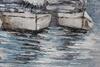 Dettaglio Quadro con barche a vela sul mare verticale lungo 60x120 dipinto su tela