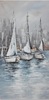 Quadro con barche a vela sul mare verticale lungo 60x120 dipinto su tela 39895 COLORI E LUCI