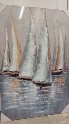 Quadro barche a vela che navigano in mare alto 120 largo 80cm 39987 COLORI E LUCI
