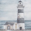 Particolare di Quadro faro con casetta sul mare e barche 120x60  42369