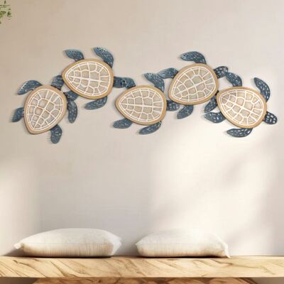 Quadro decorativo in metallo fila di tartarughe 111,5x43  41496