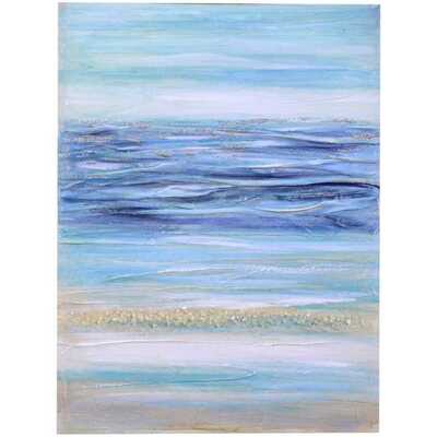 Quadro lungo verticale astratto materico onde del mare blu oro 60x80 40019 COLORI E LUCI