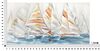 Quadro lungo mare azzurro con barche stilizzate vela colorate 140x70  41009 - foto 5
