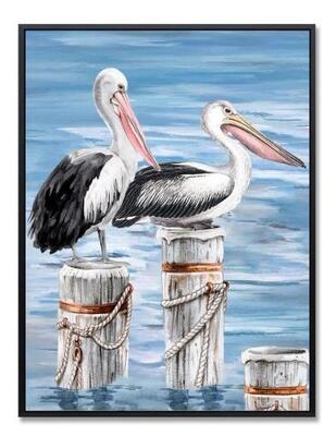 Quadro mare azzurro e pellicani 53x73  42584