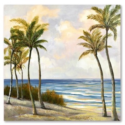 Quadro dipinto blu del mare che incontra l&rsquo;azzurro del cielo 80x80 43062 COLORI E LUCI