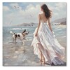 Quadro ragazza al mare capelli al vento brezza marina 80x80  42986