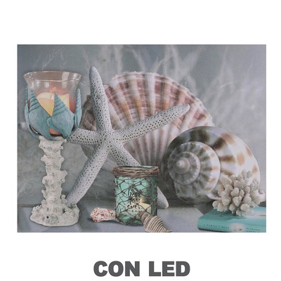 Quadro stampa mare conchiglie vibrazioni mare led 40x30 43560 COLORI E LUCI