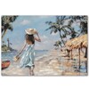 Quadro ragazza con cappello al mare con paesaggio marino 100x70  42987