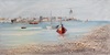 Quadro materico scorcio di mare vela rossa e faro 120x60  42361