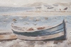 Particolare di Quadro paesaggio di mare spiaggia con barche 90x30cm  42175