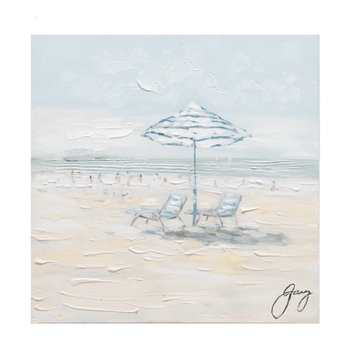Quadretto 30x30 spiaggia com ombrelloni e bagnanti  42365