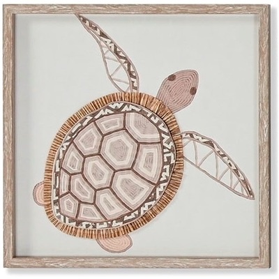 Quadretto tartaruga con cornice in legno 40x40cm  42602