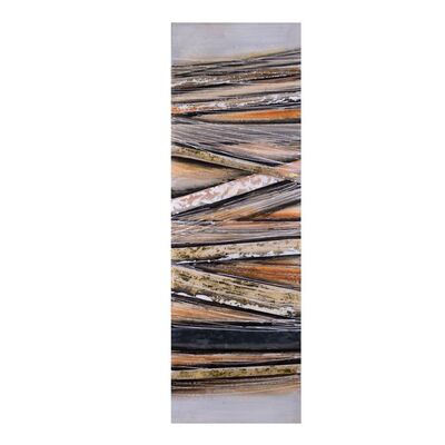 Quadro astratto stretto e lungo con strisce tortora, nero, oro e castano 50X150 39159 COLORI E LUCI