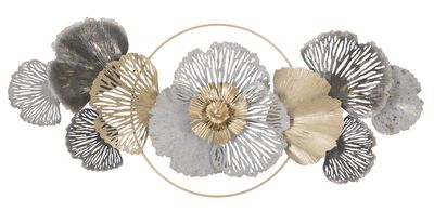 Composizione decorativa da muro con fiore centrale e foglie 130,8x55,9  40905