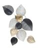 Composizione orizzontale o verticale da parete foglie nero bianco oro 62,5x40  40639