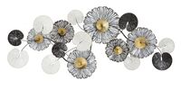 Composizione quadro in metallo grande 143x64 fiori e foglie  40645