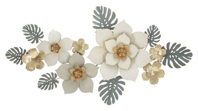 Decorazione a parete con fiori e foglie frastagliate 134,6x69,9  40950