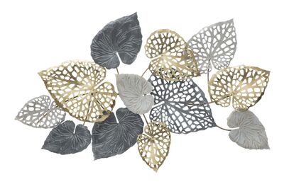 Decorazione a parete quadro metallo le foglie con trama 110x66 40654 COLORI E LUCI