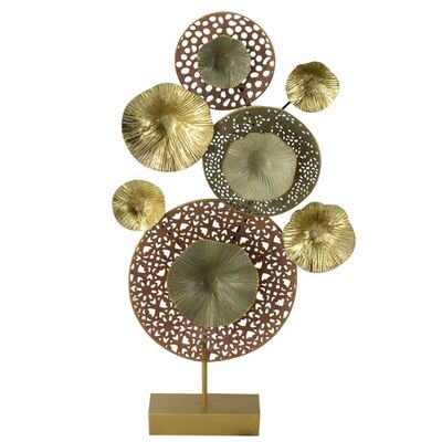 Decorazione alta in metallo da appoggio oro marrone 31x55cm  38994
