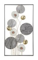 Decorazione astratta con dettagli oro e rame con fiori e cerchi 50x90,5cm  40383