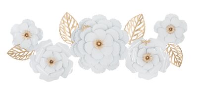 Decorazione quadro verticale orizzontale lungo bianco e oro 158x60  40959