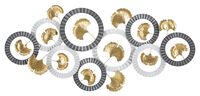 Decorazione cerchi grigi bianchi foglie oro modello A 126x58  40641