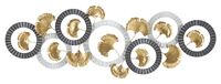 Decorazione cerchi grigi bianchi foglie oro modello B 127,5x44,5  40642