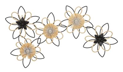 Decorazione da appendere in metallo fiorellini metallo e rafia 60x35 41435 COLORI E LUCI