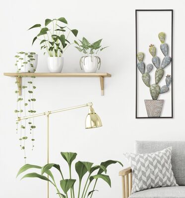Decorazione da parete in ferro quadro di vaso di cactus 31x90cm  40298