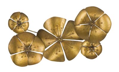 Quadro decorativo in metallo fiori oro scuro 94x50cm  40316